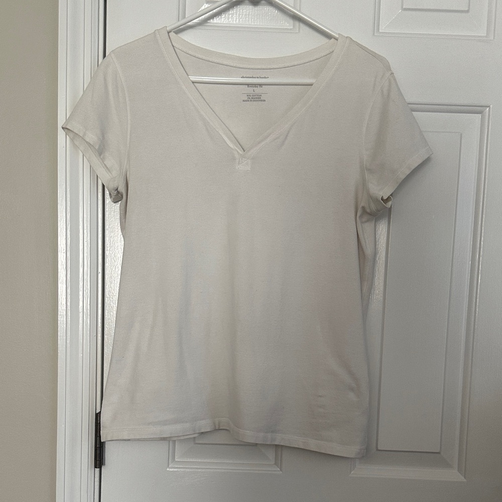 Christopher & Banks Cream V-Neck Tee
